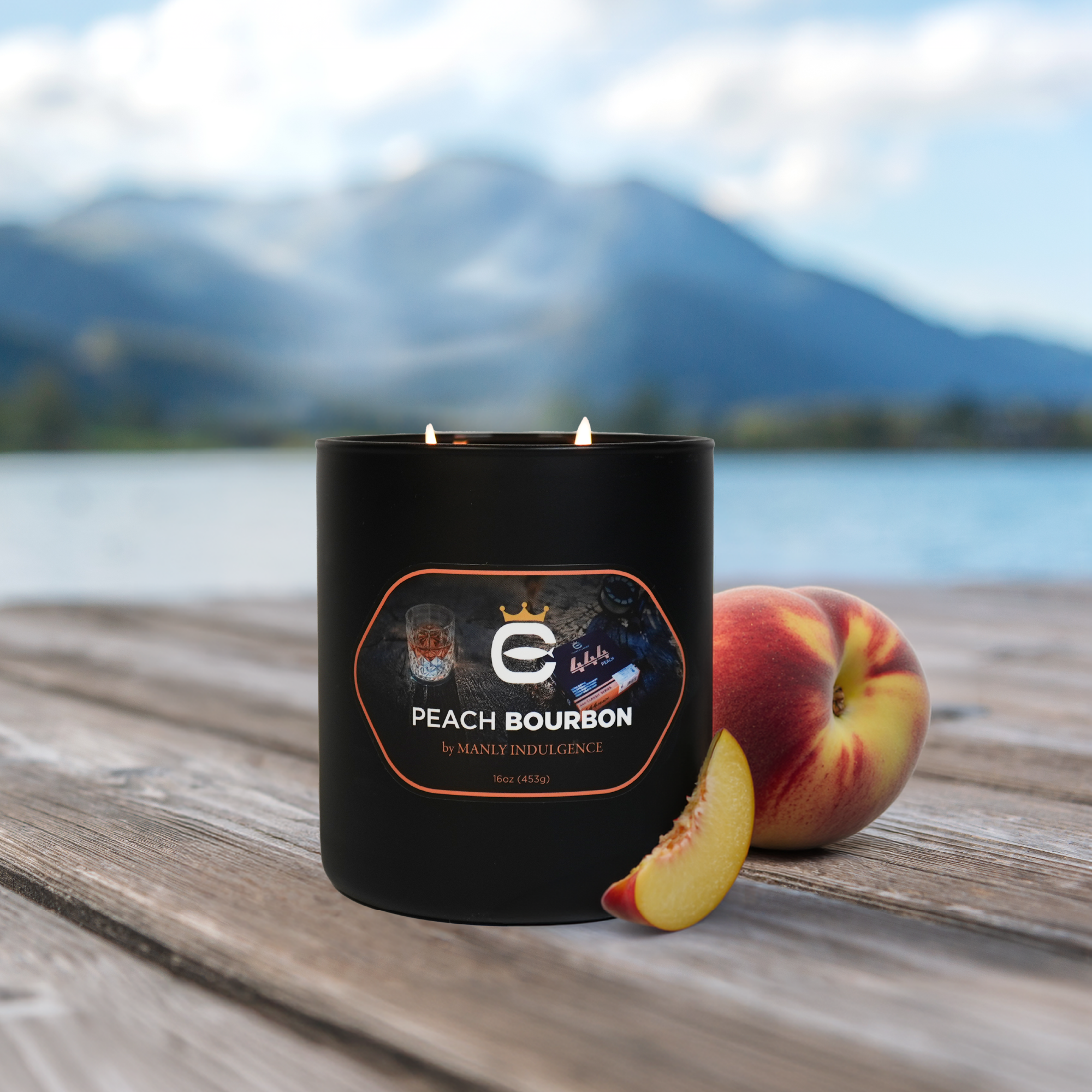 Peach &amp; Bourbon, 16oz, Two Wick Candle